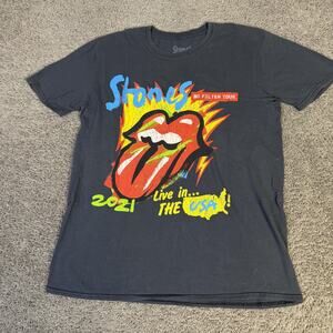 Stones Shirt Mens M Black No Filter Tour 2021 Tongue Graphic Crew Neck